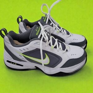 Nike Air Monarch IV Men's Shoes - White/Gray/Neon Green/ Size Men 10.5